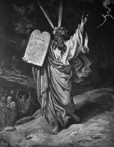 Mojżesz i przykazania. — Zdjęcie stockowe
