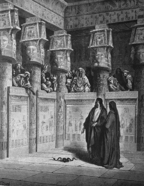 Moisés y Aarón ante el faraón . — Foto de Stock