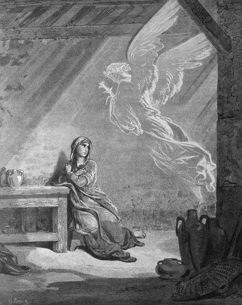Angel Gabriel and the Mary. Annunciation. — Stock Photo, Image