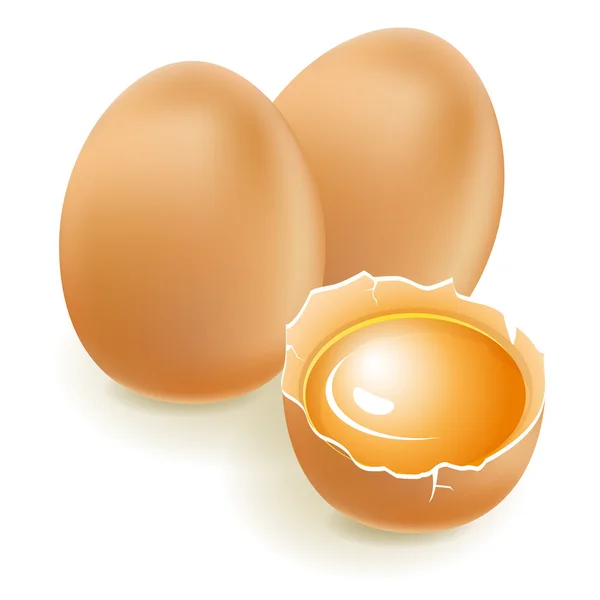 Três ovos em um fundo branco. — Vetor de Stock