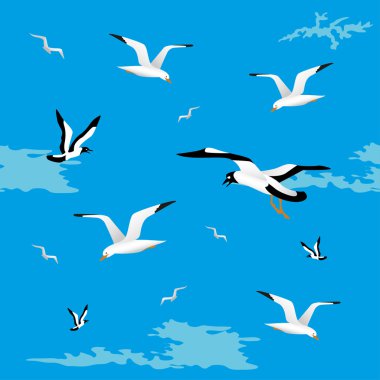 Sea gulls seamless clipart