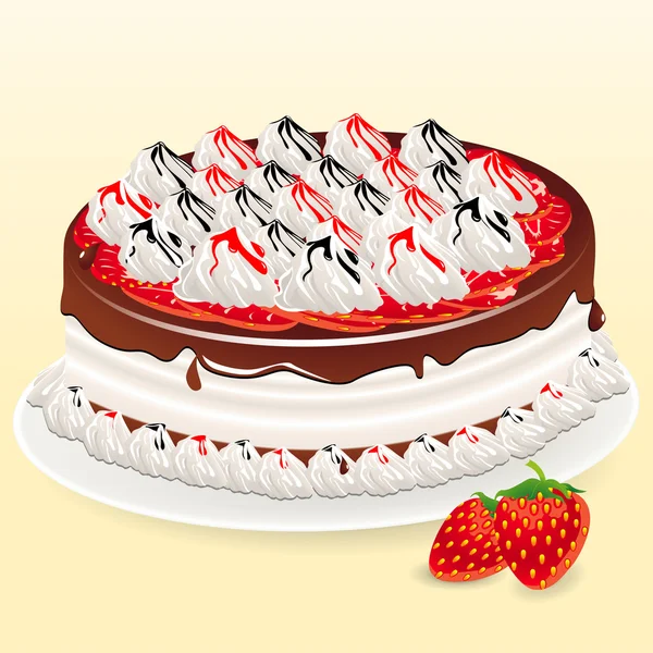 केक, स्ट्रॉबेरी, चॉकलेट — स्टॉक व्हेक्टर