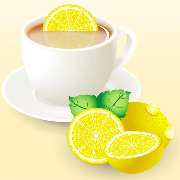 Çay ve limon — Stok Vektör