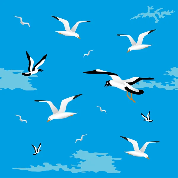 Goélands marins sans couture — Image vectorielle