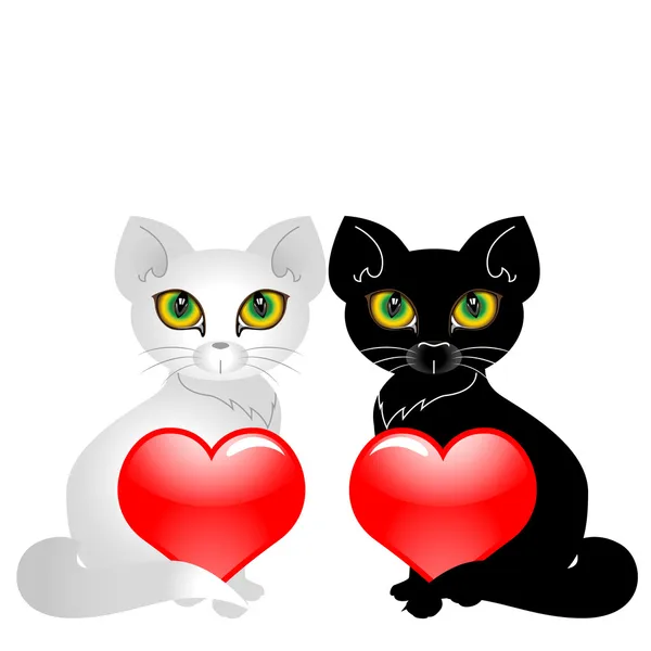 Gatos y calores — Vector de stock