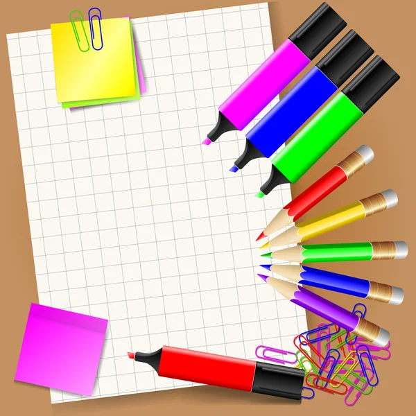 Lápices y marcadores de papel 10 — Vector de stock