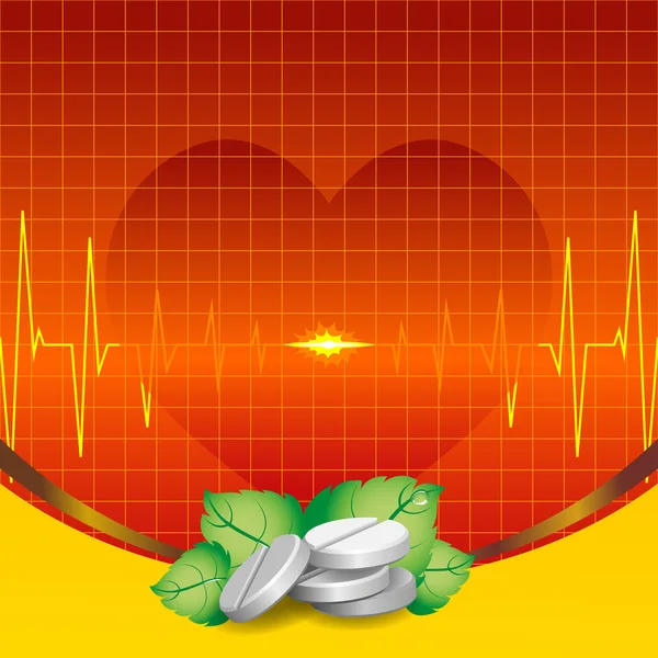 Tabletler, EKG ve kalp — Stok Vektör