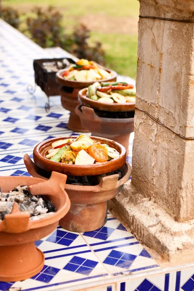 Tajine cooking at restaurant in morocco Africa — Stock Photo, Image