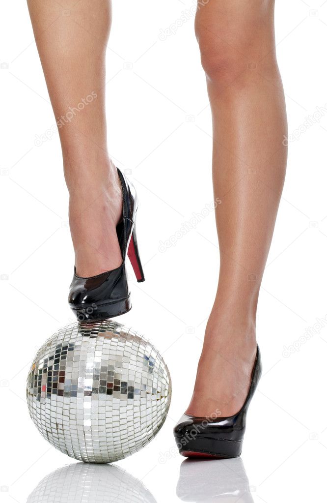 High heel with disco ball