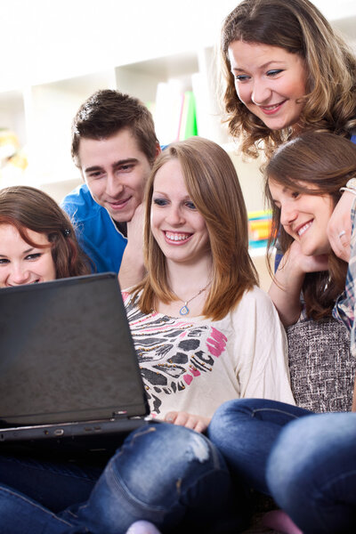 Teens students with laptop computer