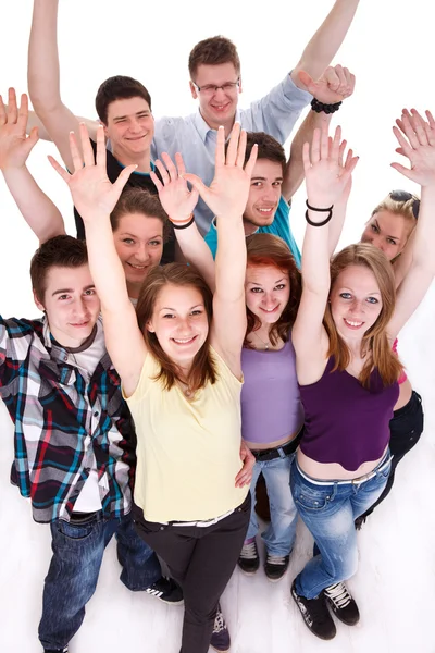 Jóvenes estudiantes felices celebrando el éxito —  Fotos de Stock