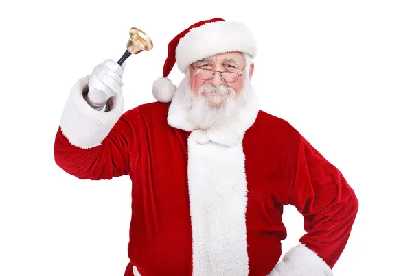 Weihnachtsmann läutet auf einer Glocke — Stockfoto