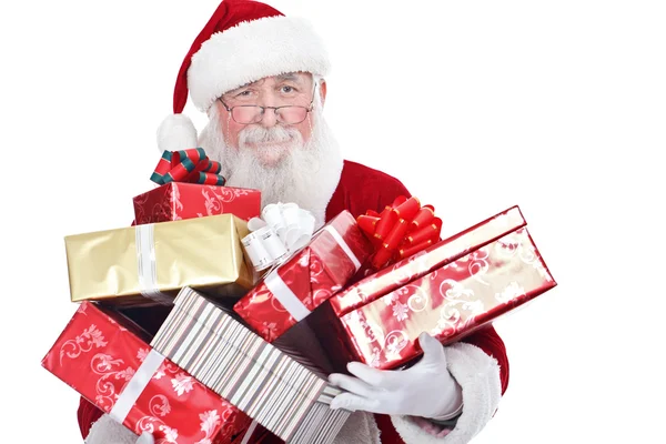 Santa llevando cajas regalo — Foto de Stock