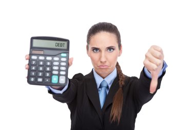 Debt - accountant holding a calculator clipart