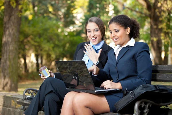 Business working in park — Stock Photo, Image
