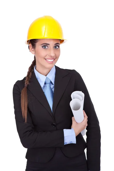 Usmívající se žena inženýr — Stock fotografie