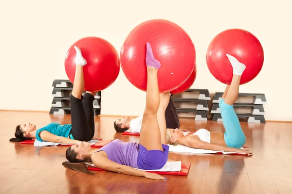 Exercising with fitness ball — Stock Photo, Image