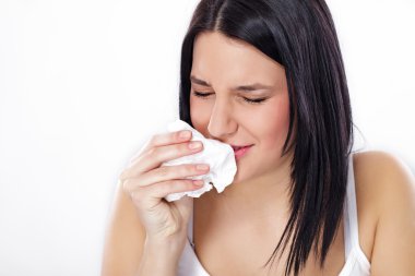 Woman with flu or allergy clipart