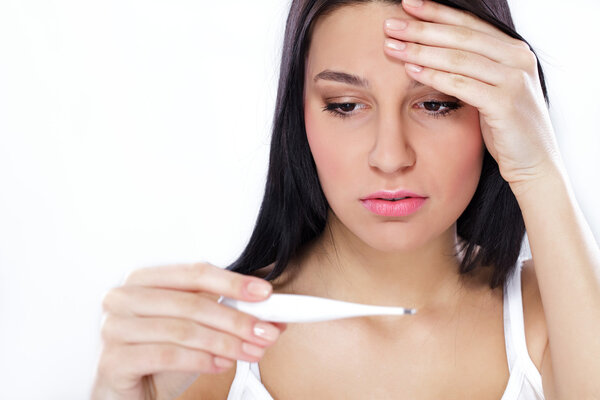 Ill woman having flue