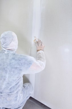 Contractor plasterer working clipart