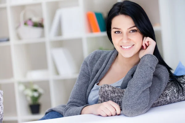 stock image Closeup of beautiful woman relaxing at home