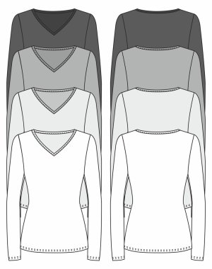 Long-sleeved T-shirt design template (front & back) clipart