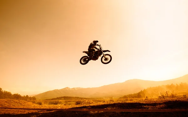 Silhueta de motocross — Fotografia de Stock