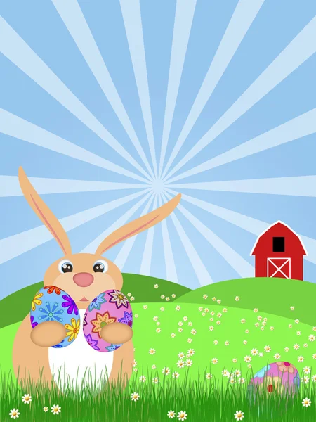 Щасливий Великодній заєць на зелені пасовища — стокове фото