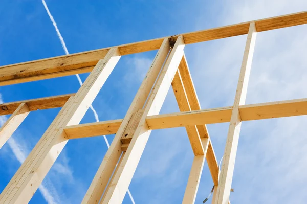 New home construction framing. Fragment. — Stock Photo, Image