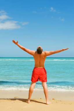 Man standing on the beach clipart