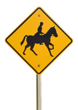 Horse rider warning traffic sign clipart