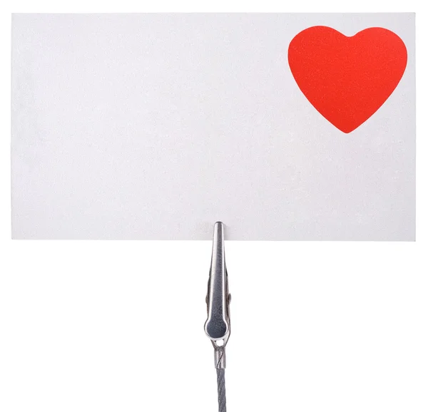 Kırmızı bir kalp boş kartı — Stok fotoğraf