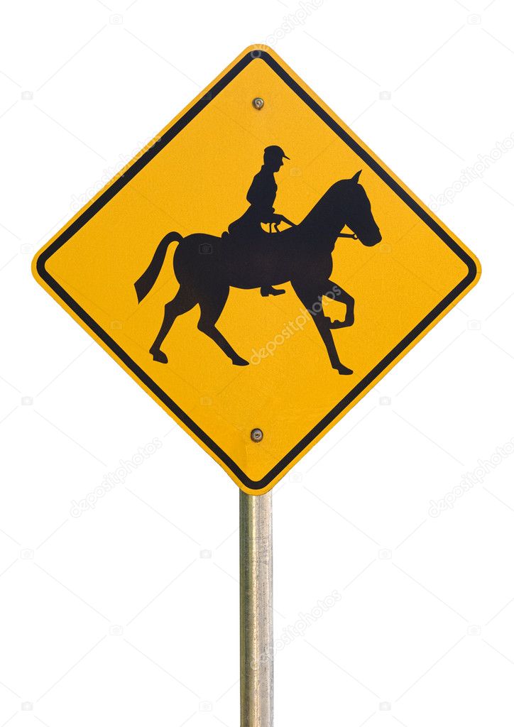Horse rider warning traffic sign