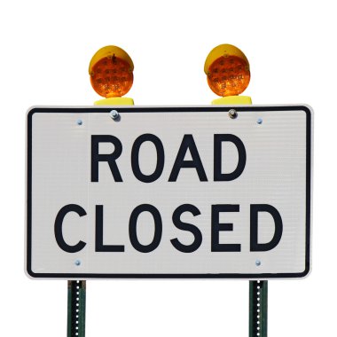 Road closed sign against a white background clipart