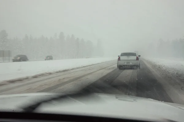 stock image Cars stuck during a spring snow storm