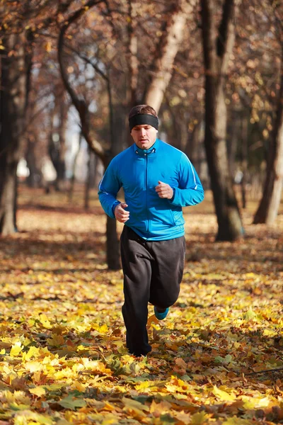 Hombre corriendo en el bosque — Foto de Stock
