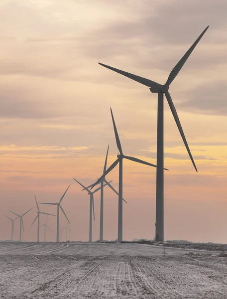 Windturbines alkonyatkor — Stock Fotó