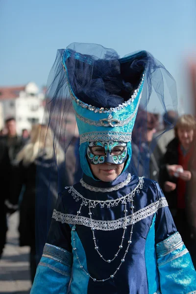 Modré benátské kostým — Stock fotografie