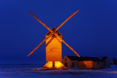 Traditional wooden windmill clipart