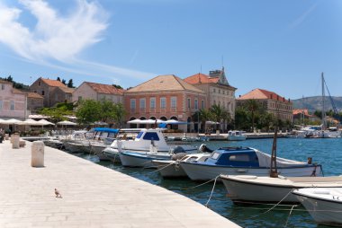 The harbor of stari grad clipart