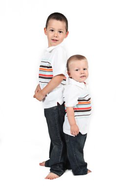 Brothers standing together clipart