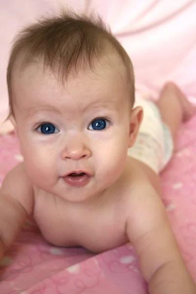 Baby Girl in Crib — Stock Photo, Image