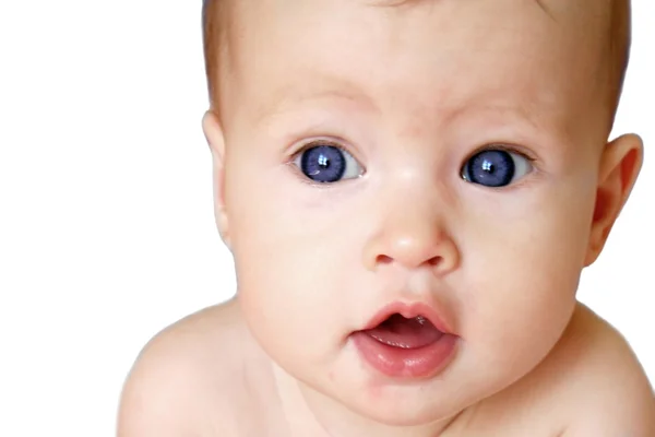 Baby flicka på vit bakgrund — Stockfoto