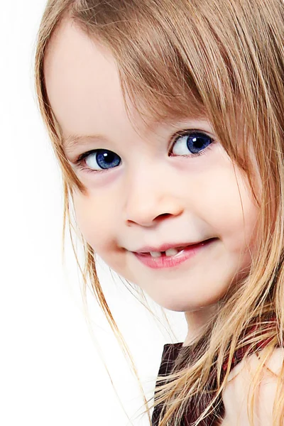 Adorável menina isolada no fundo branco — Fotografia de Stock