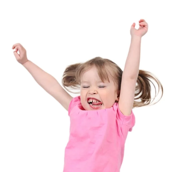 Entzückendes kleines Mädchen isoliert auf weißem Hintergrund — Stockfoto