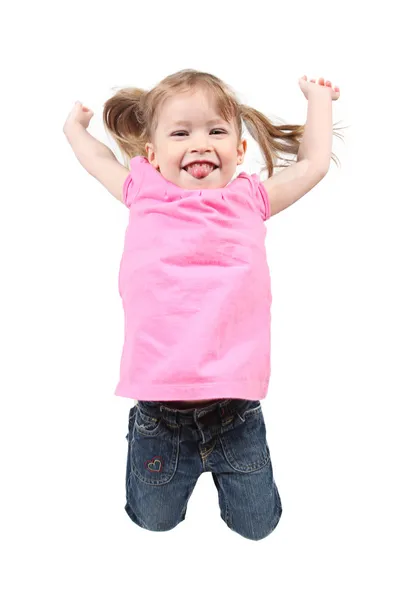 Entzückendes kleines Mädchen isoliert auf weißem Hintergrund — Stockfoto
