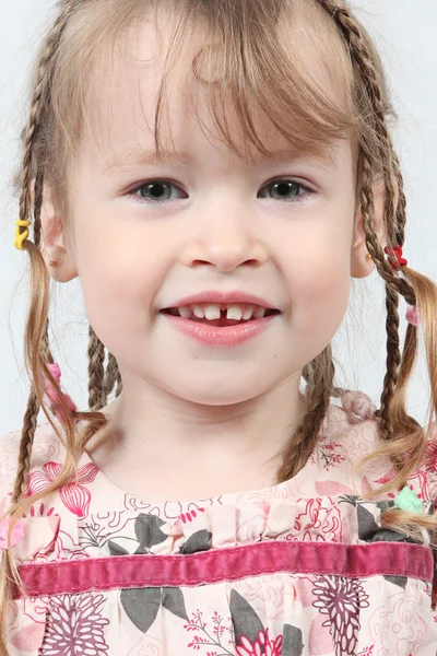 Adorable little girl isolated on white background — Stock Photo, Image