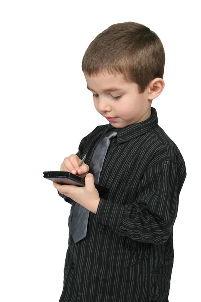 Little Business Man Using PDA — Stock Photo, Image