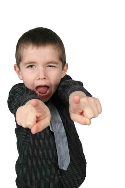 Boy pointing his two fingers — Stock Photo, Image