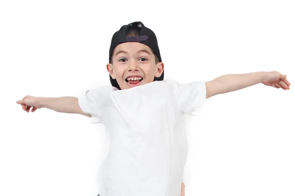 Entzückender kleiner Junge isoliert auf weißem Hintergrund — Stockfoto
